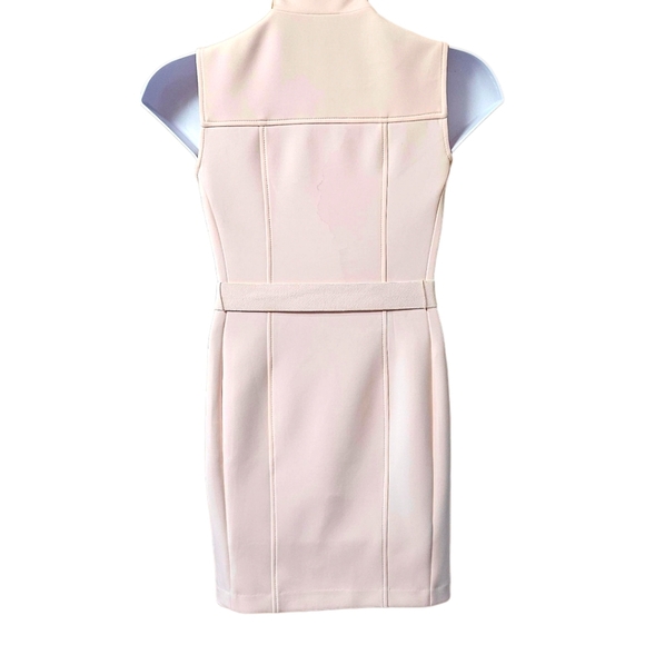 TOMMY HILFIGER Powder Pink Mock Neck Zip Front Scuba Sheath Dress Size 8P - Picture 12 of 16